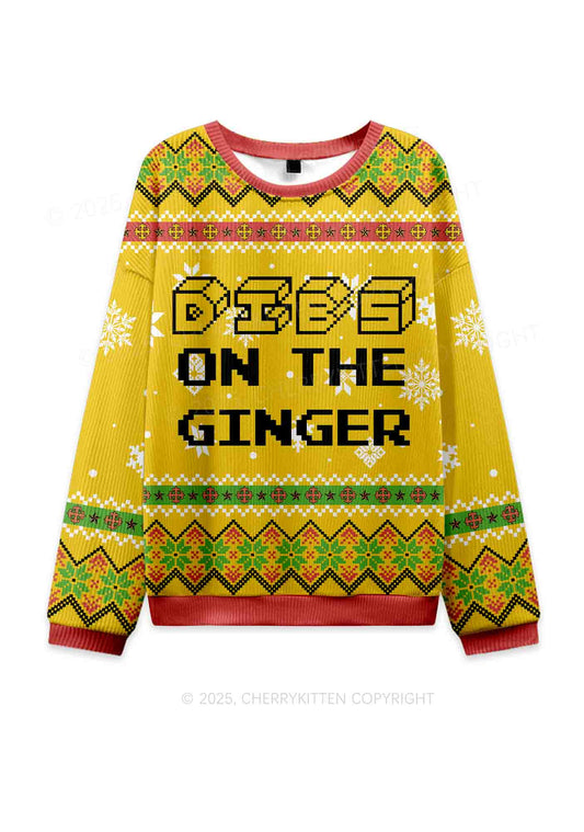 Dibs On The Ginger St Patricks Y2K Christmas Knit Sweatshirt Cherrykitten