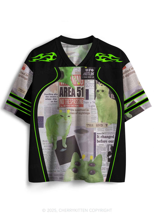 Custom Green Alien Kitten Y2K Sport Jersey Shirts Cherrykitten