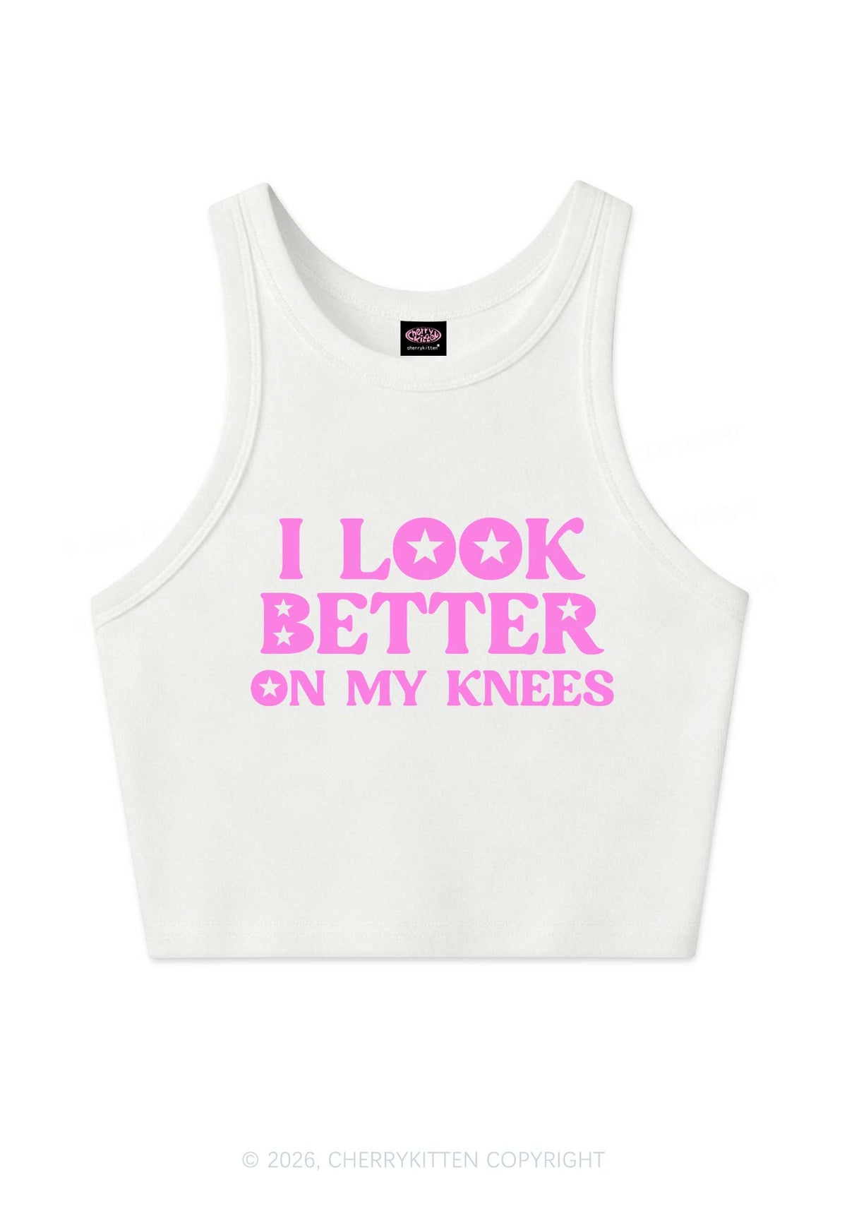 I Look Better On My Knees Y2K Crop Tank Top Cherrykitten