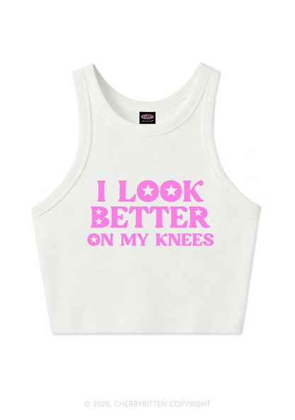 I Look Better On My Knees Y2K Crop Tank Top Cherrykitten