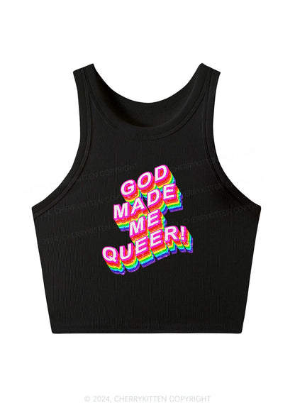 God Made Me Queer Y2K Crop Tank Top Cherrykitten