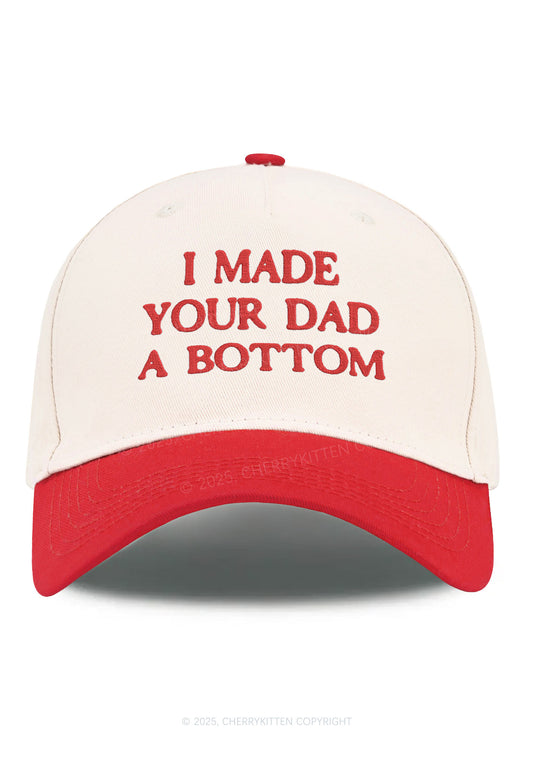 Embroidered Made Your Dad Bottom Pride Y2K Color Block Baseball Cap Cherrykitten