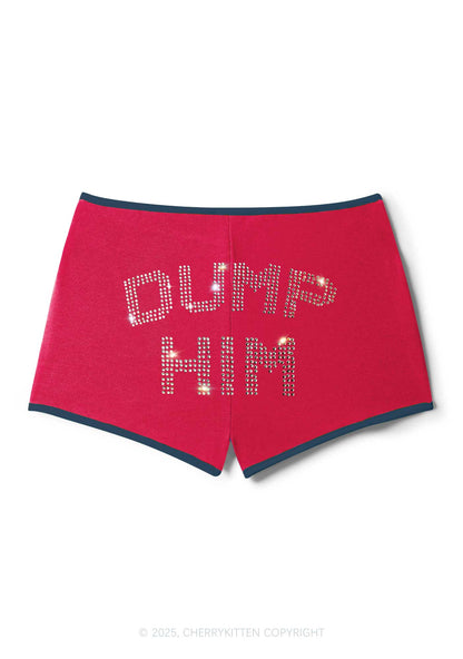 Rhinestone Dump Him Y2K Booty Shorts Cherrykitten