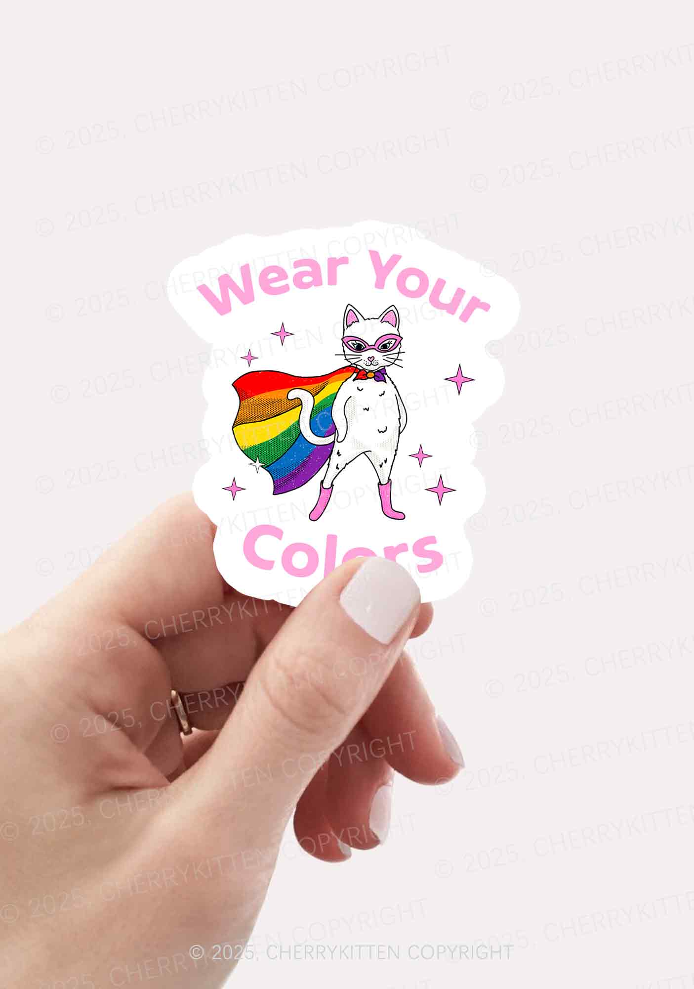Pride Flag Cat 1Pc Y2K Sticker Cherrykitten