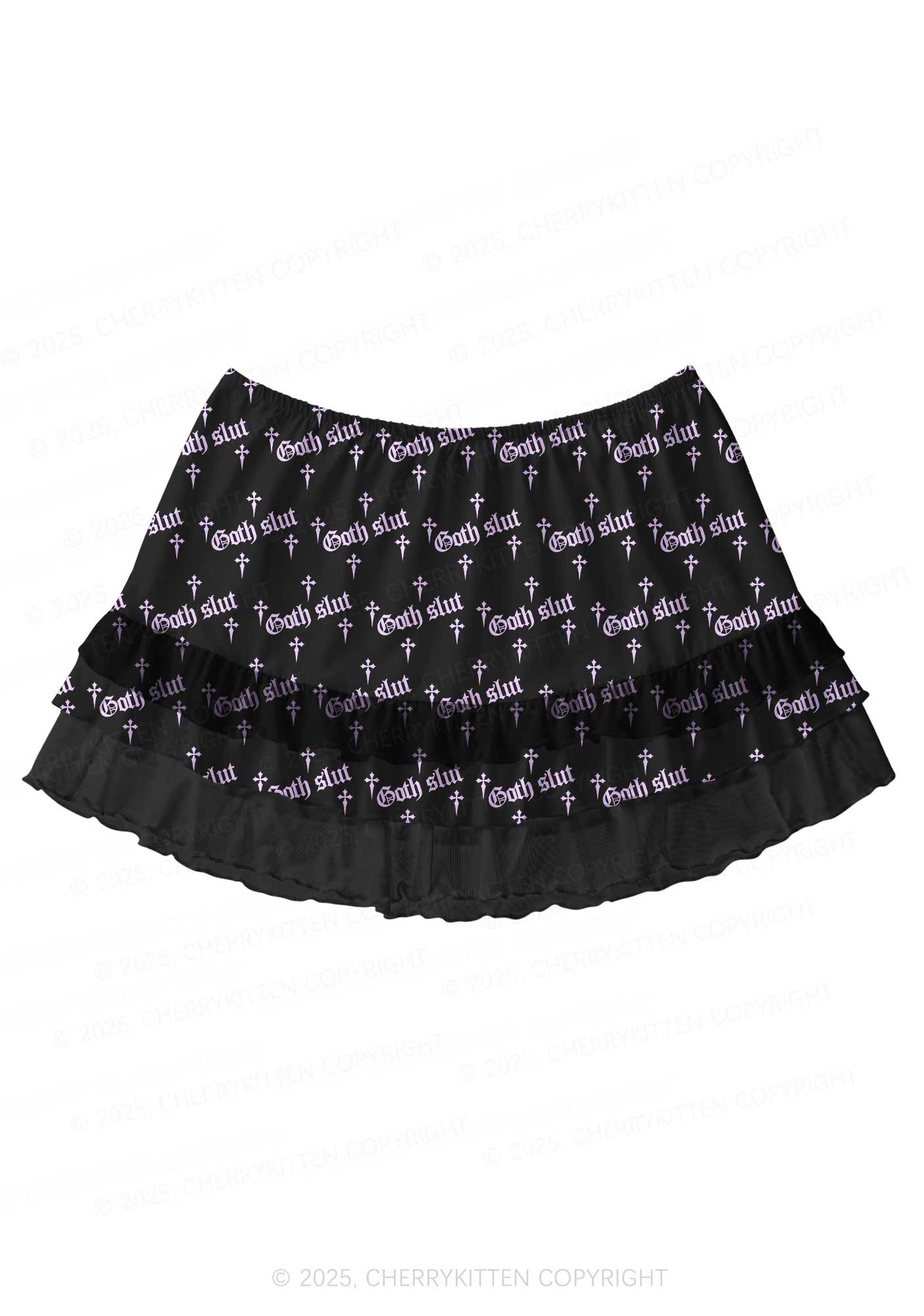 Halloween Pink Goth Slxt Y2K Print Mini Layered Skirt Cherrykitten