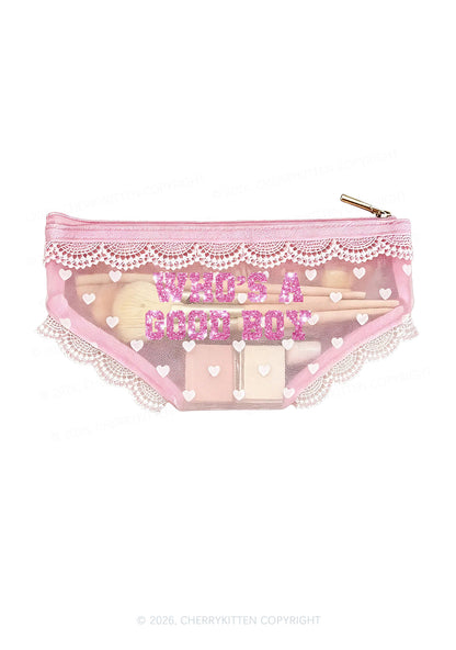 Glitter Whos A Good Boy Y2K Briefs Shape Cosmetic Pouch Cherrykitten
