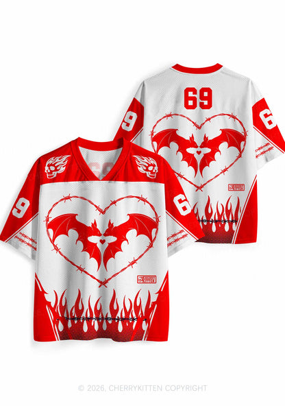 Halloween Bat Heart Thorns Y2K Sport Jersey Shirts Cherrykitten