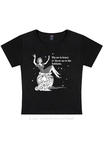 Throw Me To The Lesbians Pride Y2K Baby Tee Cherrykitten