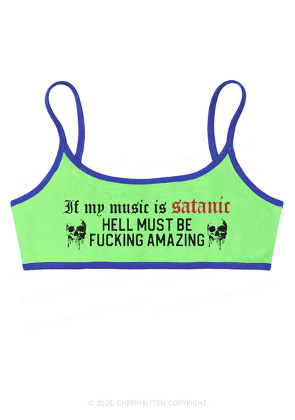 Halloween My Music Is Satanic Y2K Super Crop Cami Cherrykitten