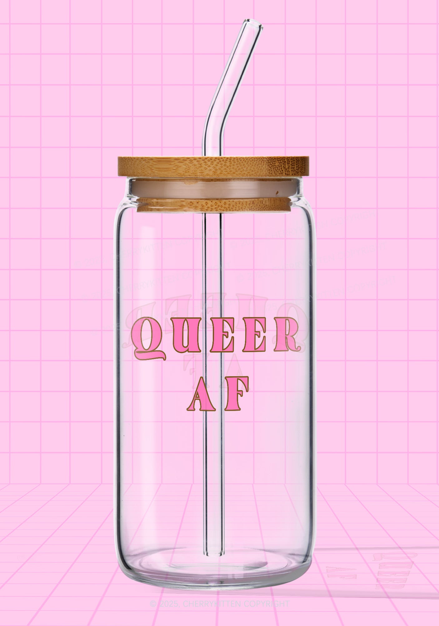 Queer AF Pride Y2K Printed Glass Cup Cherrykitten