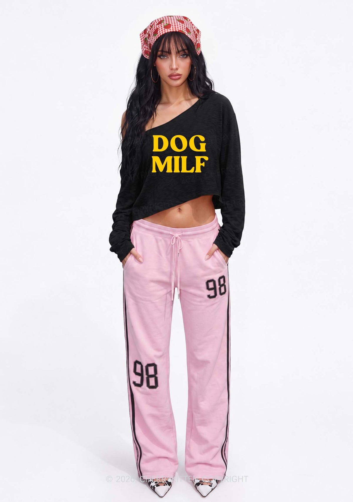 Dog Mxxf Y2K Off Shoulder Long Sleeve Crop Top Cherrykitten