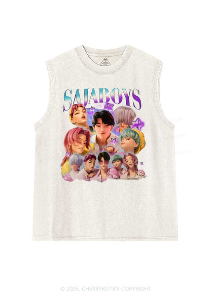 Kpop Boys Y2K Washed Muscle Tank Cherrykitten