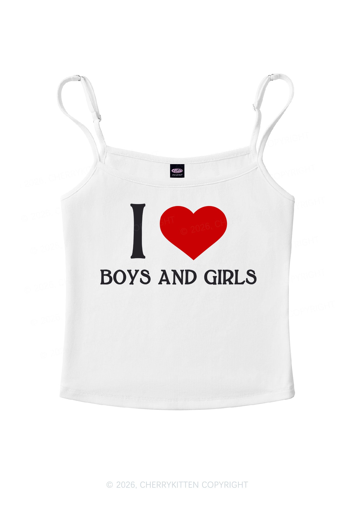 I Love Boys And Girls Pride Y2K Spaghetti Strap Cami Cherrykitten