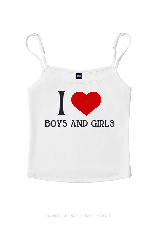 I Love Boys And Girls Pride Y2K Spaghetti Strap Cami Cherrykitten