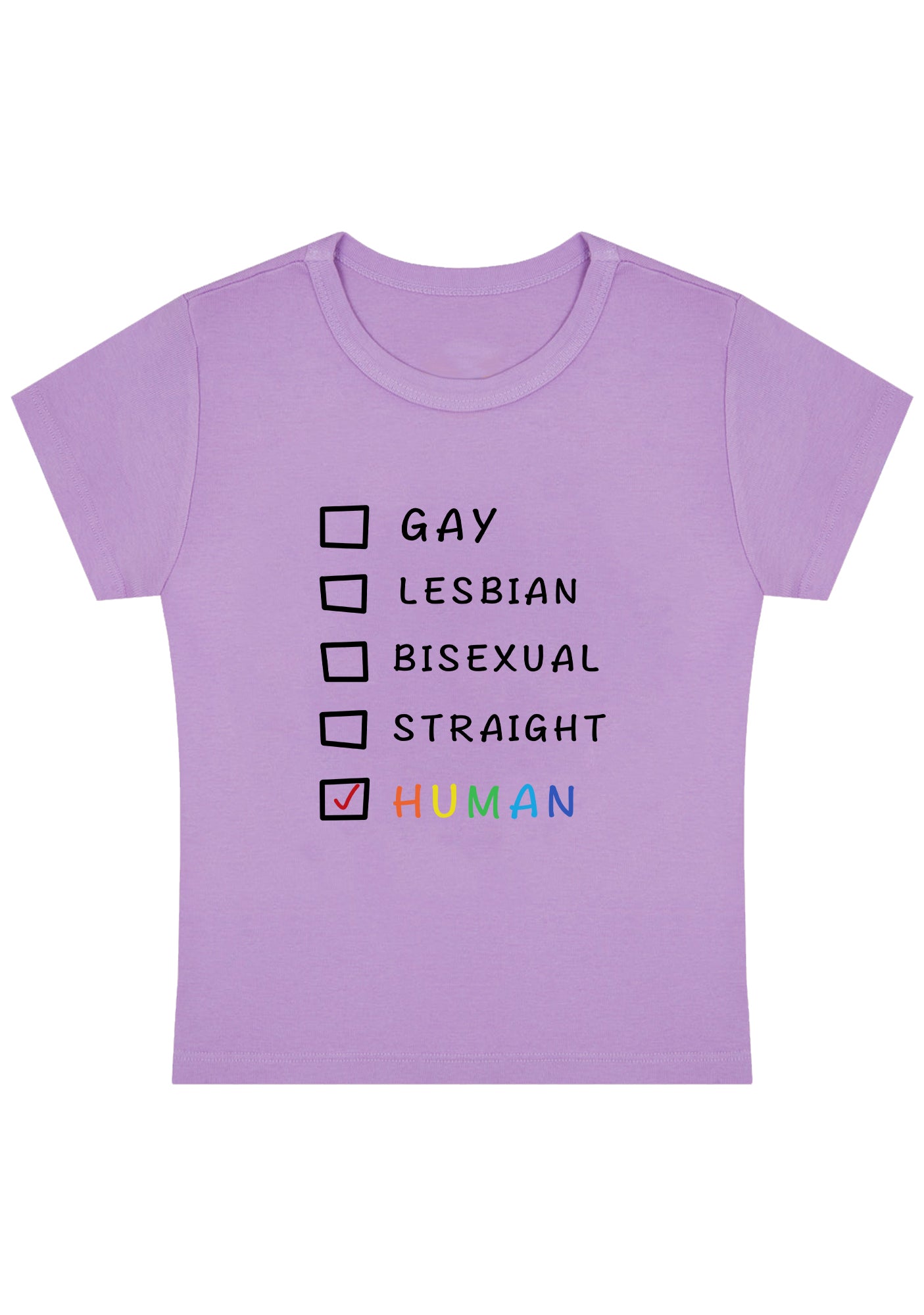 Gay Lesbian Bisexual Straight Human Y2K Baby Tee