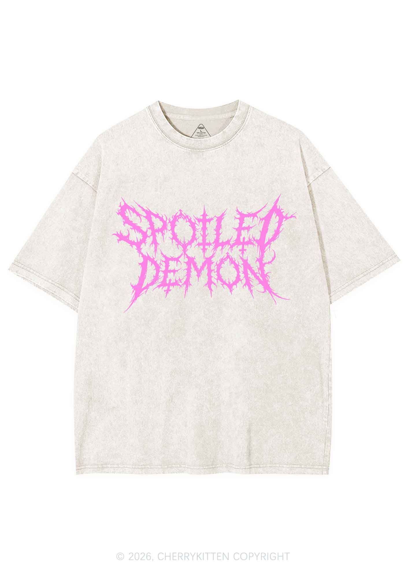 Halloween Spoiled Demon Y2K Shirts Washed Tee Cherrykitten