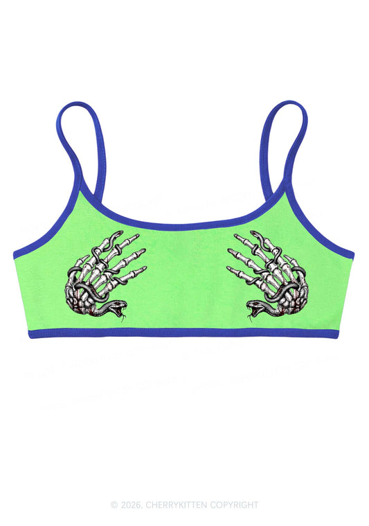 Halloween Skeleton Hand Snake Y2K Super Crop Cami Cherrykitten