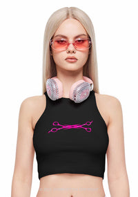 Pink Scissor Y2K Crop Tank Top Cherrykitten