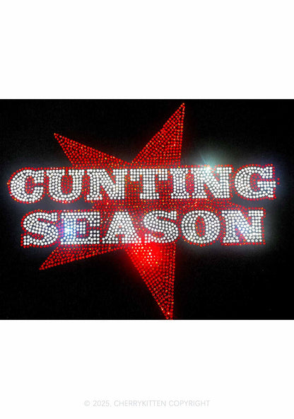 Rhinestone Cunting Season Y2K Baby Tee Cherrykitten