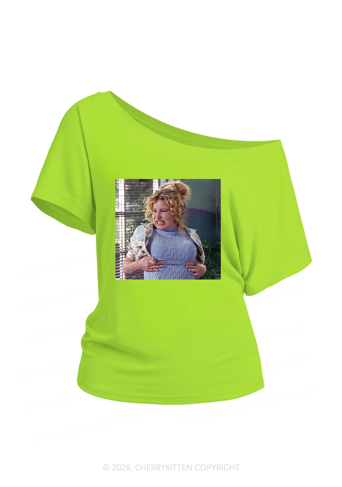 Huge Bxxb Blonde Y2K Off Shoulder Tee Cherrykitten