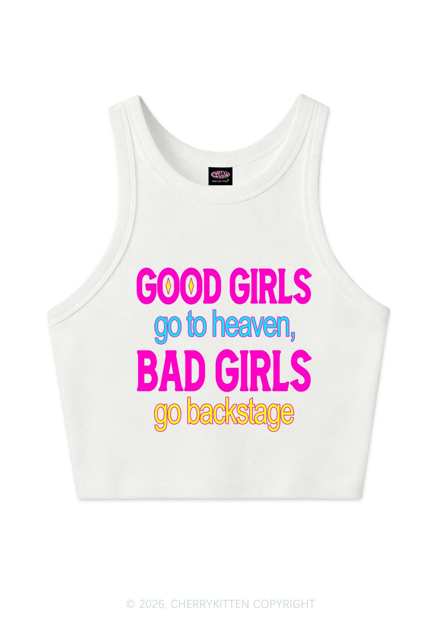 Bad Girls Go Backstage Y2K Crop Tank Top Cherrykitten