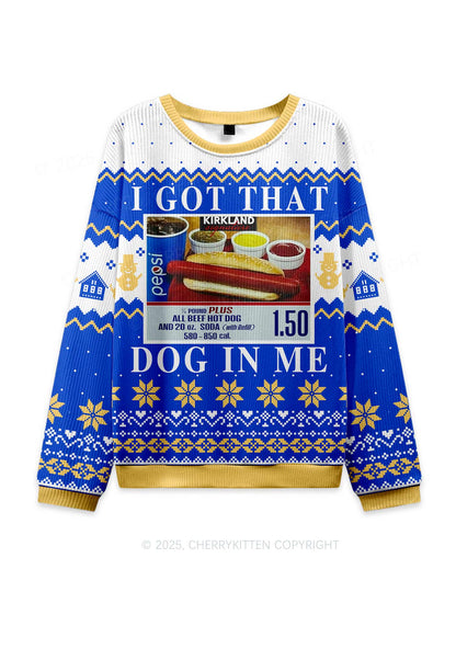 I Got That Hot Dog In Me Y2K Christmas Knit Sweatshirt Cherrykitten