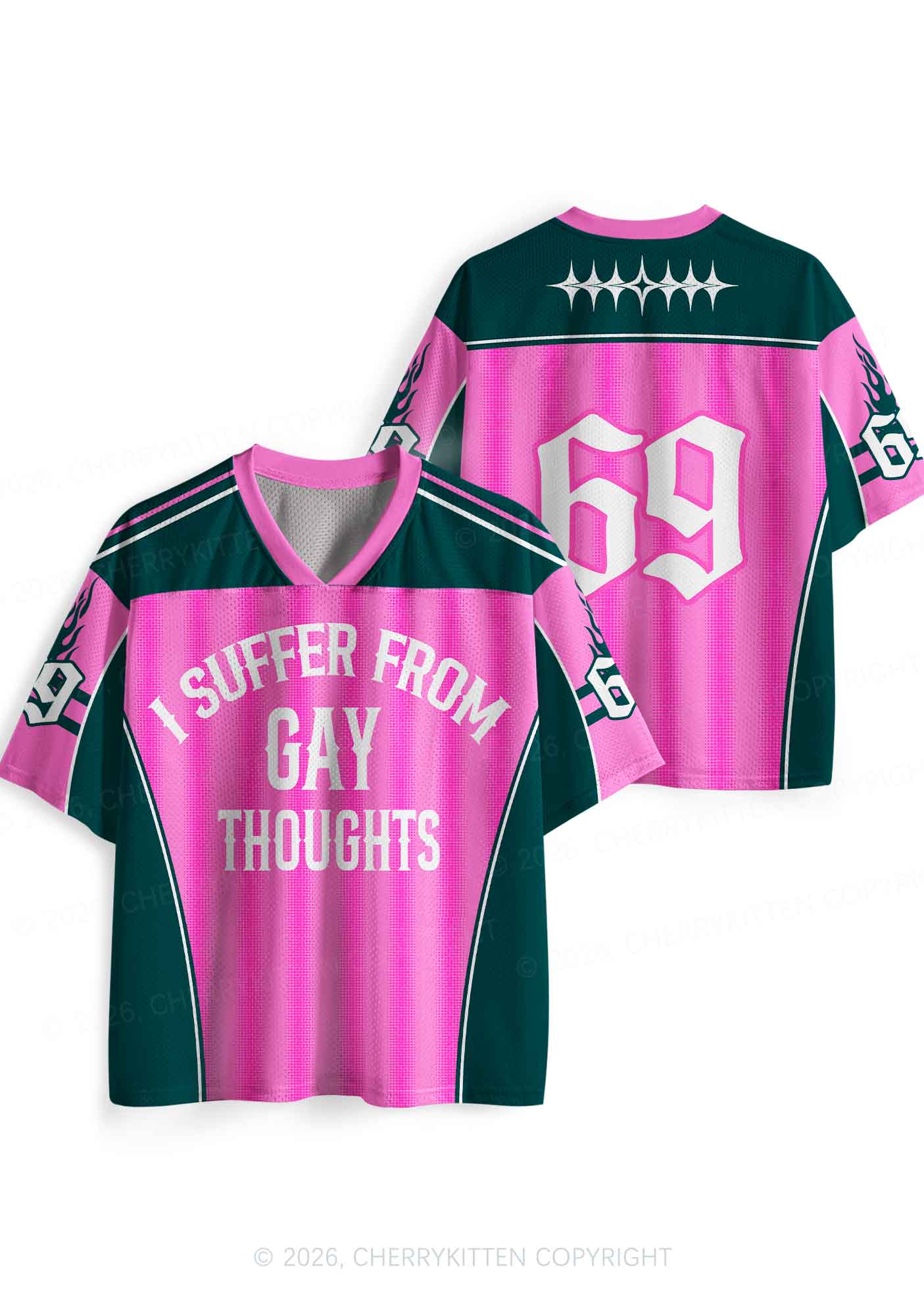 Pink Green Gay Thoughts Pride Y2K Sport Jersey Shirts Cherrykitten