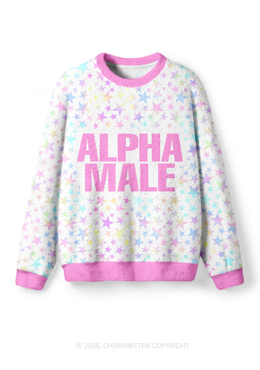 Pastel Star Alpha Male Y2K Knit Sweatshirt Cherrykitten