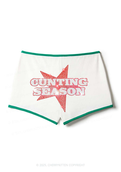 Rhinestone Cunting Season Y2K Booty Shorts Cherrykitten