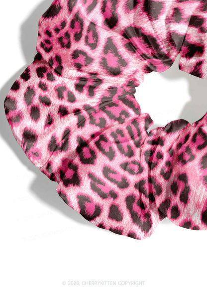 Pink Leopard Y2K Hair Scrunchie Cherrykitten