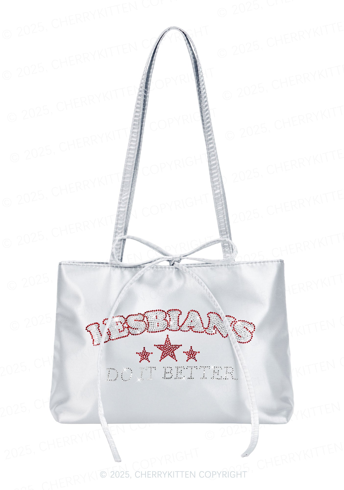 Rhinestone Lesbians Do It Better Pride Y2K Satin Bags Cherrykitten