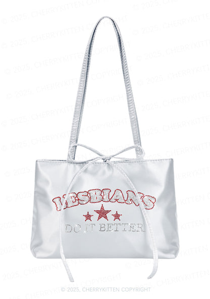 Rhinestone Lesbians Do It Better Pride Y2K Satin Bags Cherrykitten