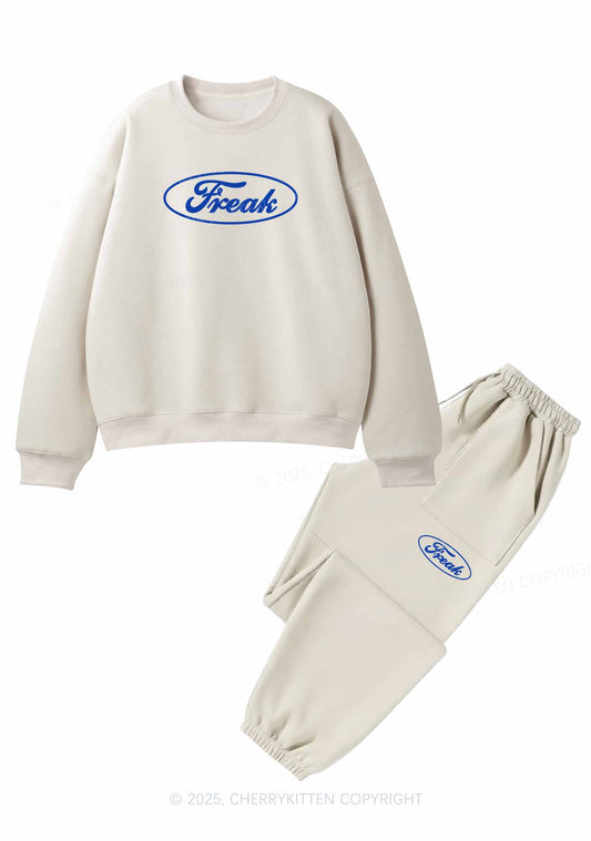 Oval Freak Y2K Fleece Sweatshirts Set Cherrykitten