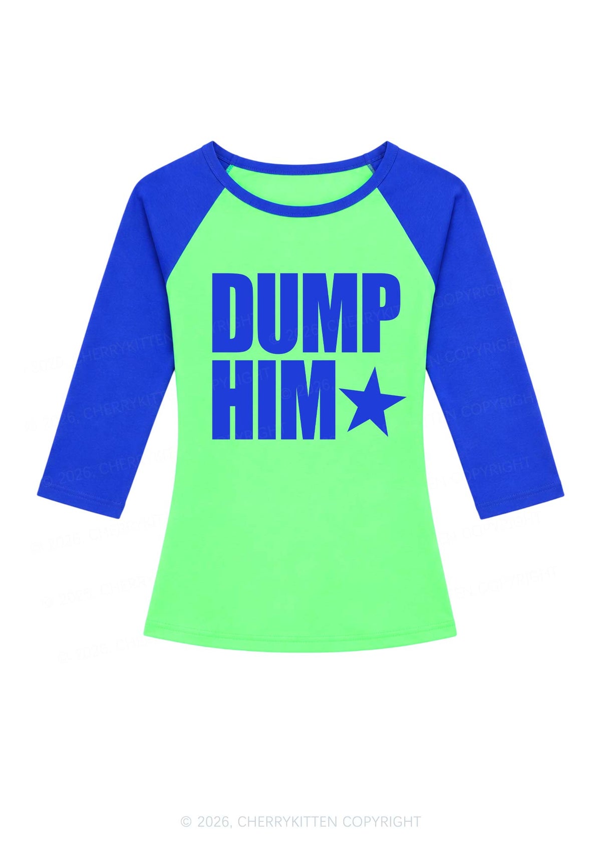Dump Him Y2K Raglan Sleeve Crop Top Cherrykitten