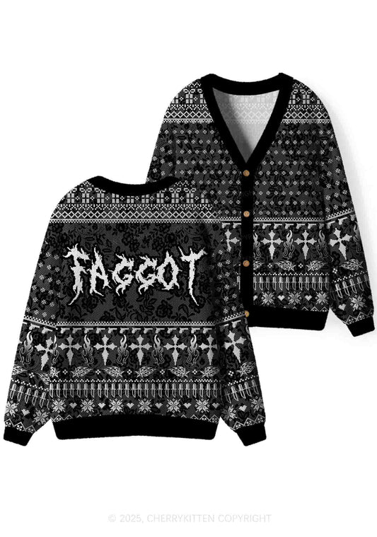 Punk Faggot Pride Y2K Christmas Cardigan Knit Sweatshirt Cherrykitten