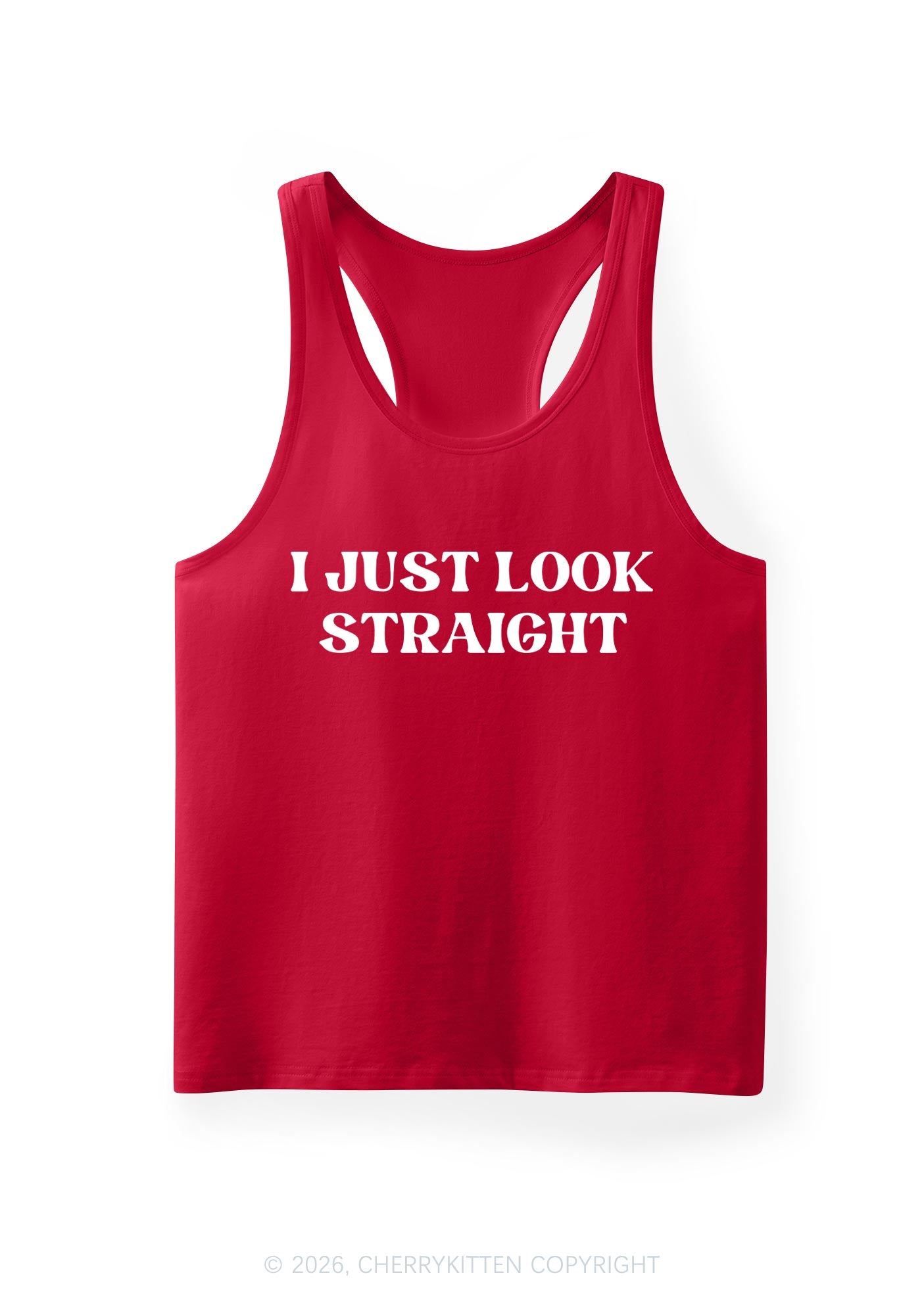 I Just Look Straight Pride Y2K Men Racerback Tank Top Cherrykitten