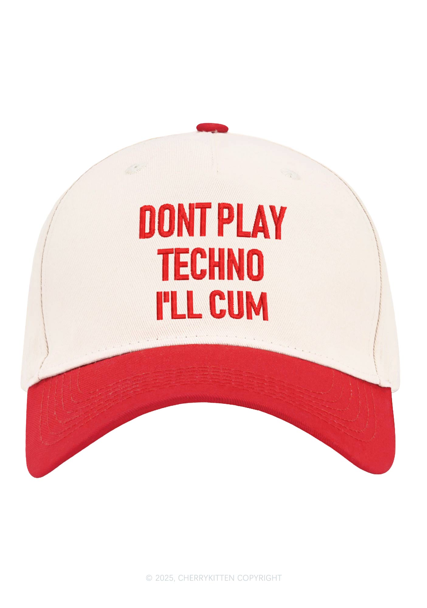 Embroidered Dont Play Techno Y2K Color Block Baseball Cap Cherrykitten