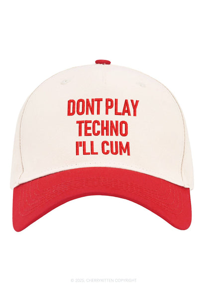Embroidered Dont Play Techno Y2K Color Block Baseball Cap Cherrykitten