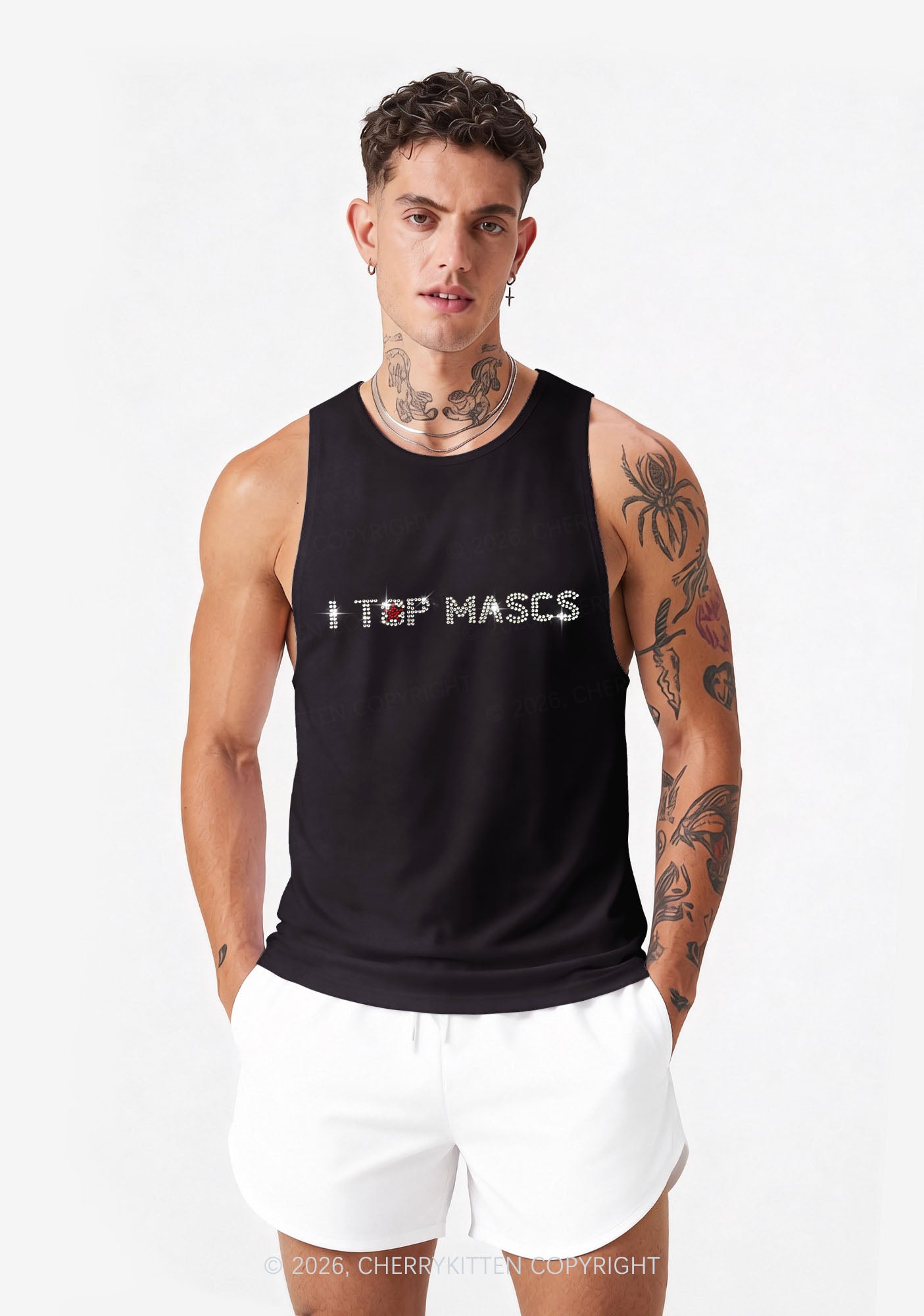 Rhinestone I Top Mascs Pride Y2K Men Racerback Tank Top Cherrykitten