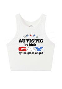 Autistic By Birth Gay Pride Y2K Crop Tank Top Cherrykitten