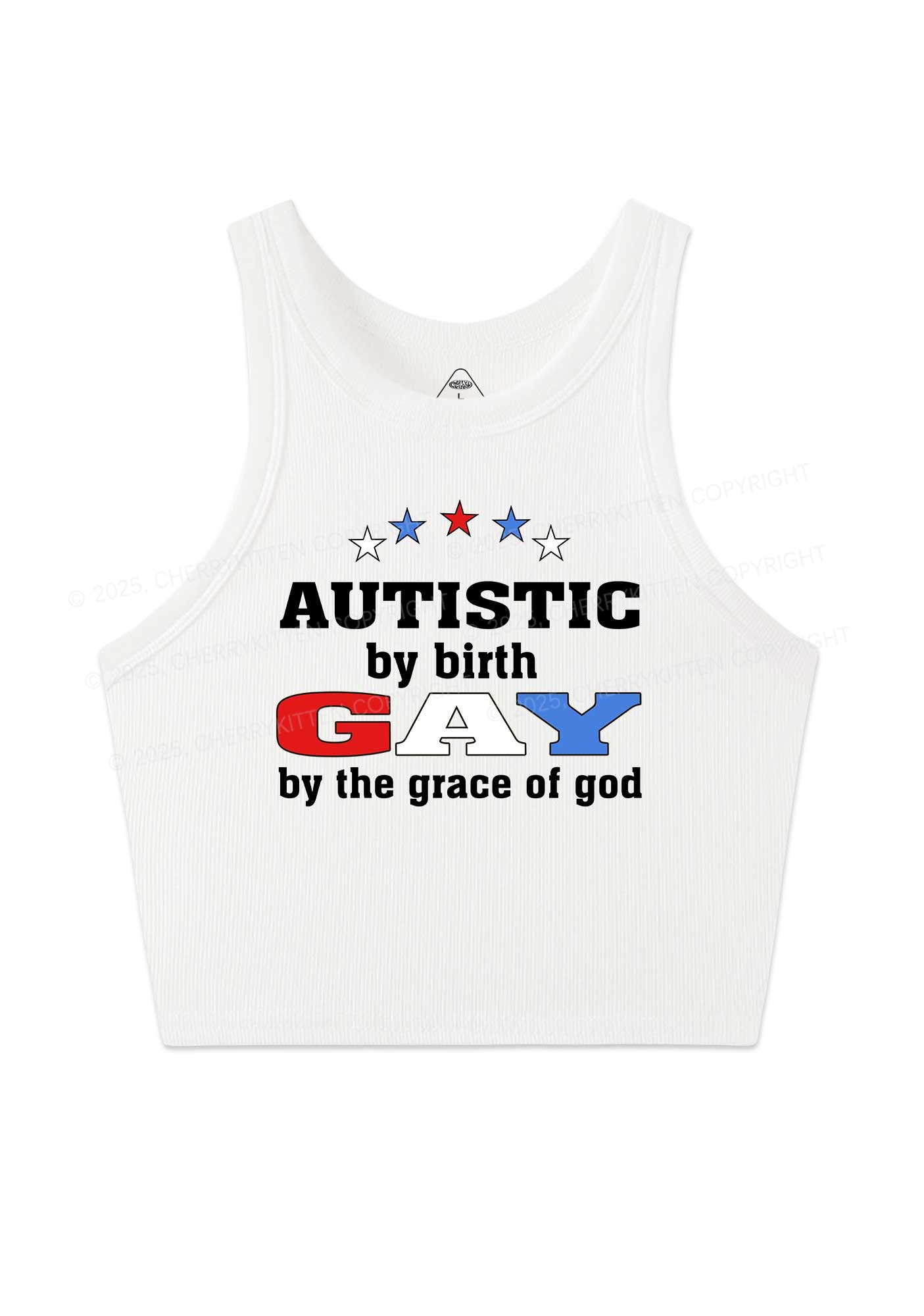 Autistic By Birth Gay Pride Y2K Crop Tank Top Cherrykitten