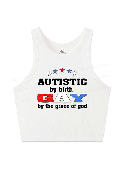 Autistic By Birth Gay Pride Y2K Crop Tank Top Cherrykitten