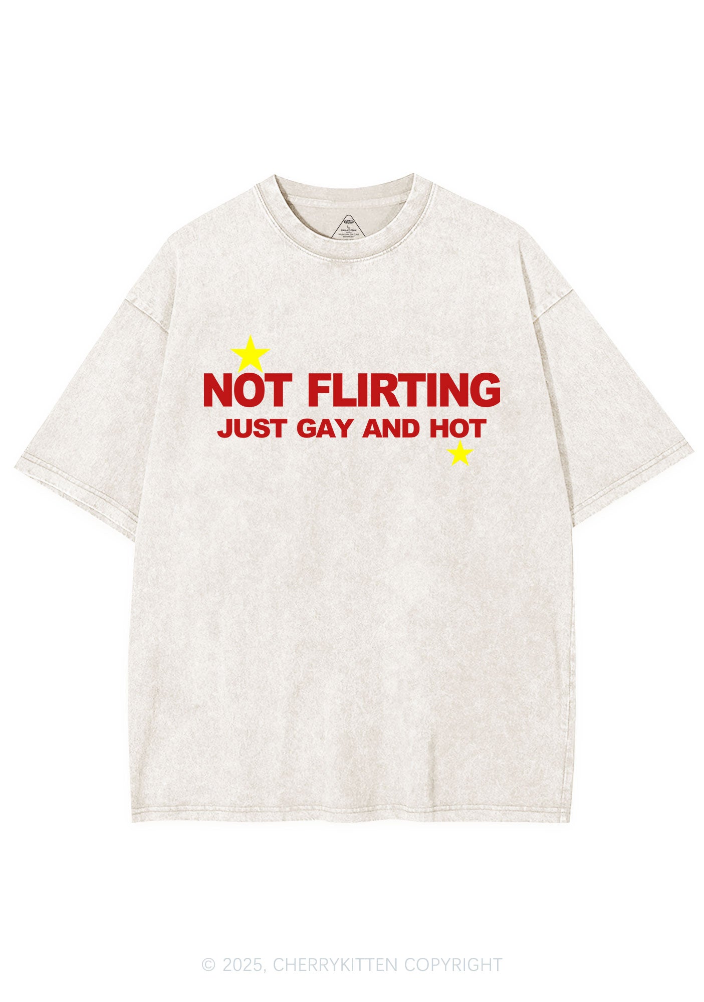 Not Flirting Y2K Shirts Washed Tee Cherrykitten
