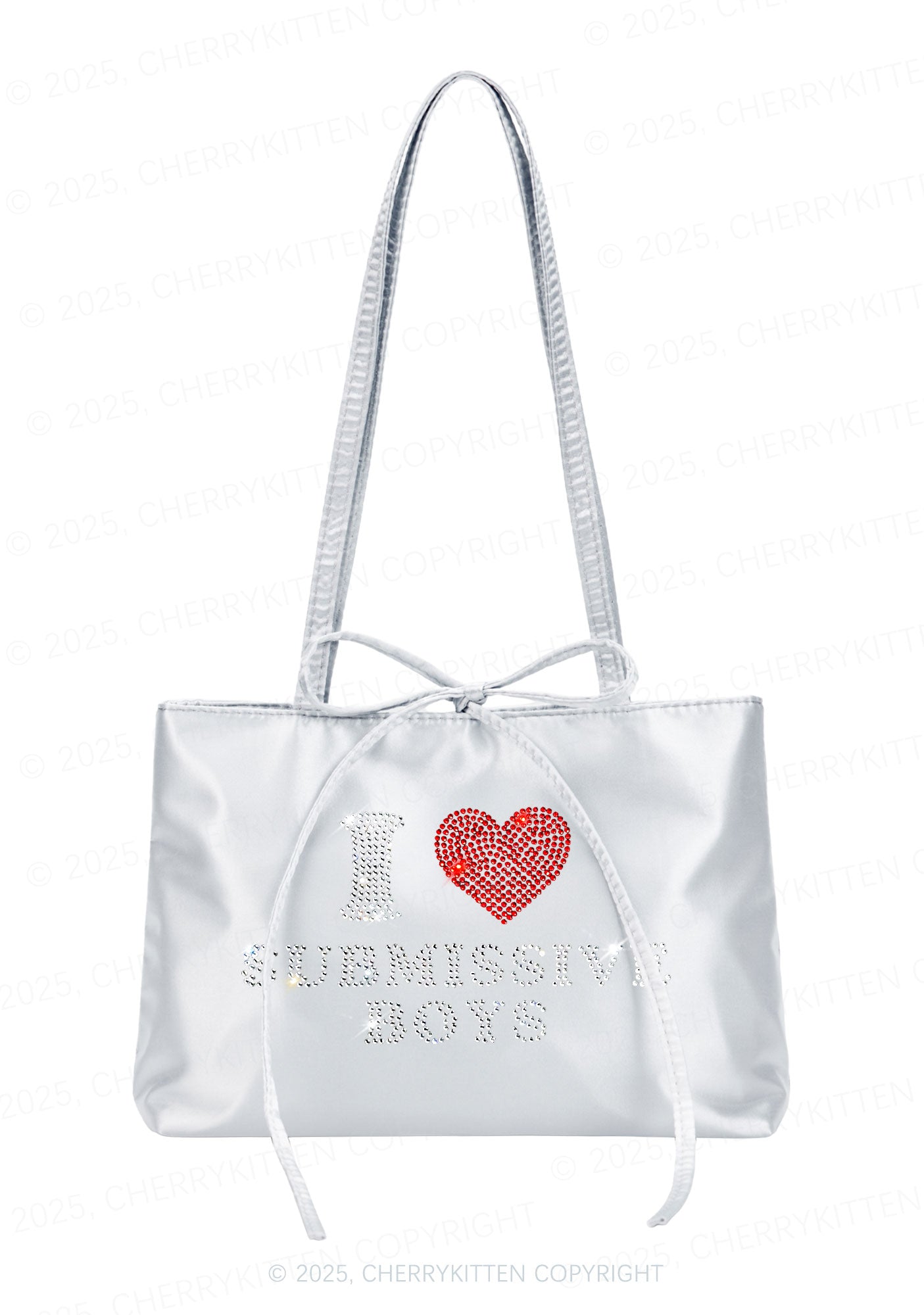 Rhinestone I Love S Boys Y2K Satin Bags Cherrykitten