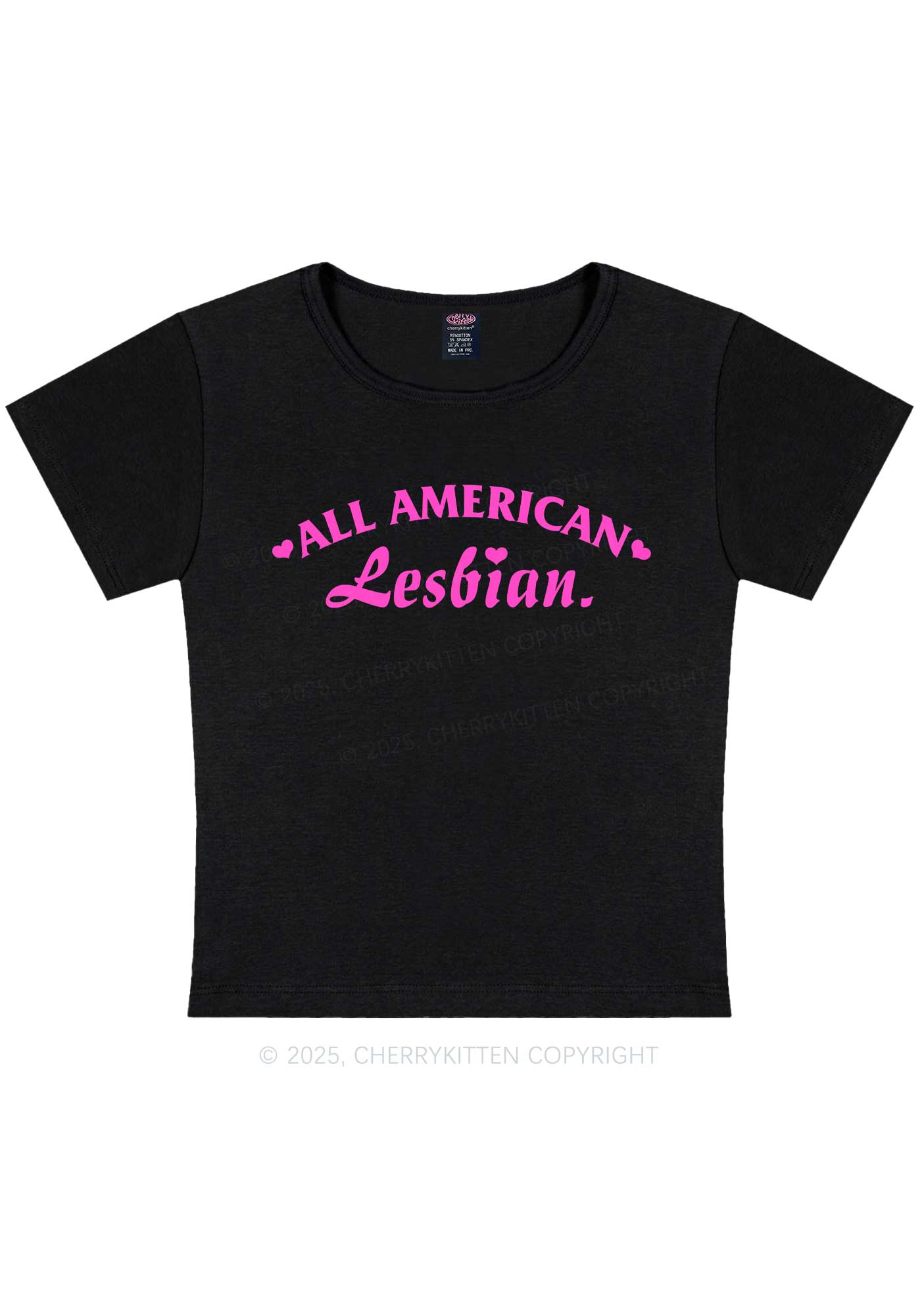All American Lesbian Y2K Baby Tee Cherrykitten