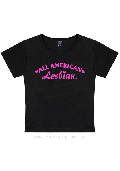 All American Lesbian Y2K Baby Tee Cherrykitten