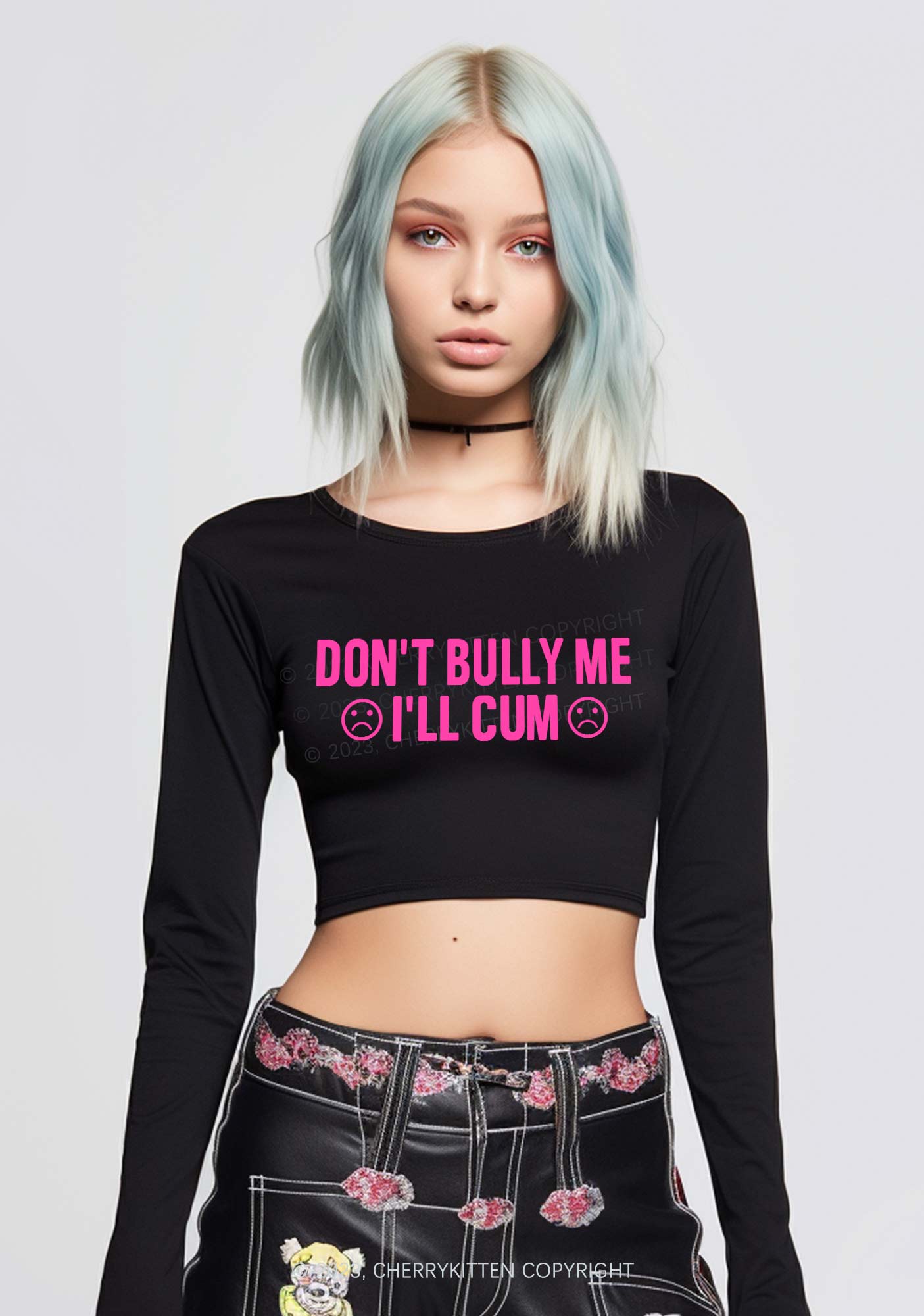 Don't Bully Me Long Sleeve Crop Top Cherrykitten