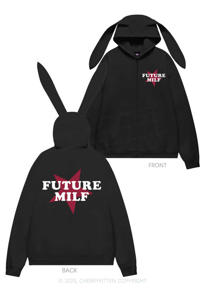 Future Mxxf Y2K Bunny Ear Zip Hoodie Cherrykitten