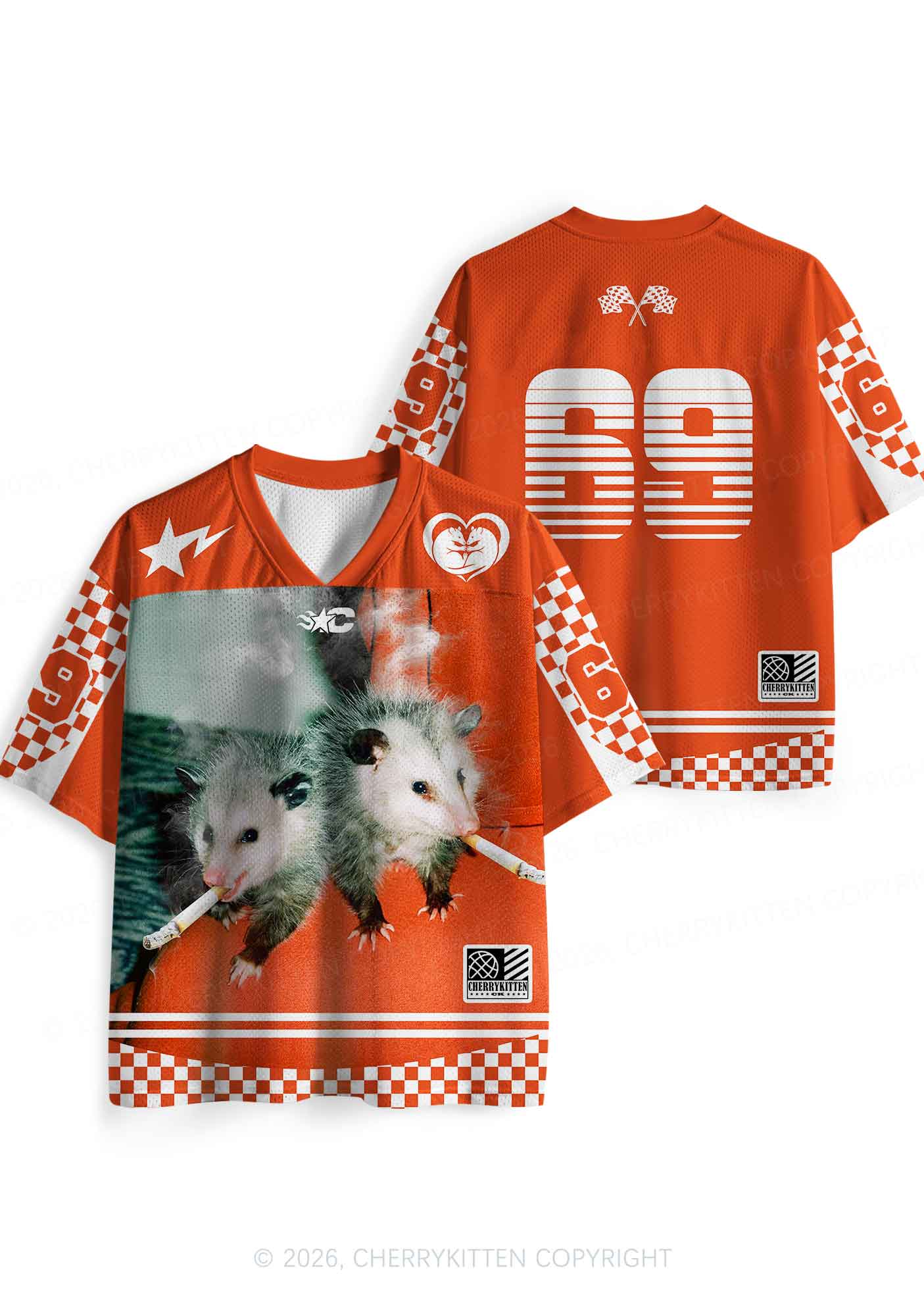 Smoking Badass Possum Y2K Sport Jersey Shirts Cherrykitten