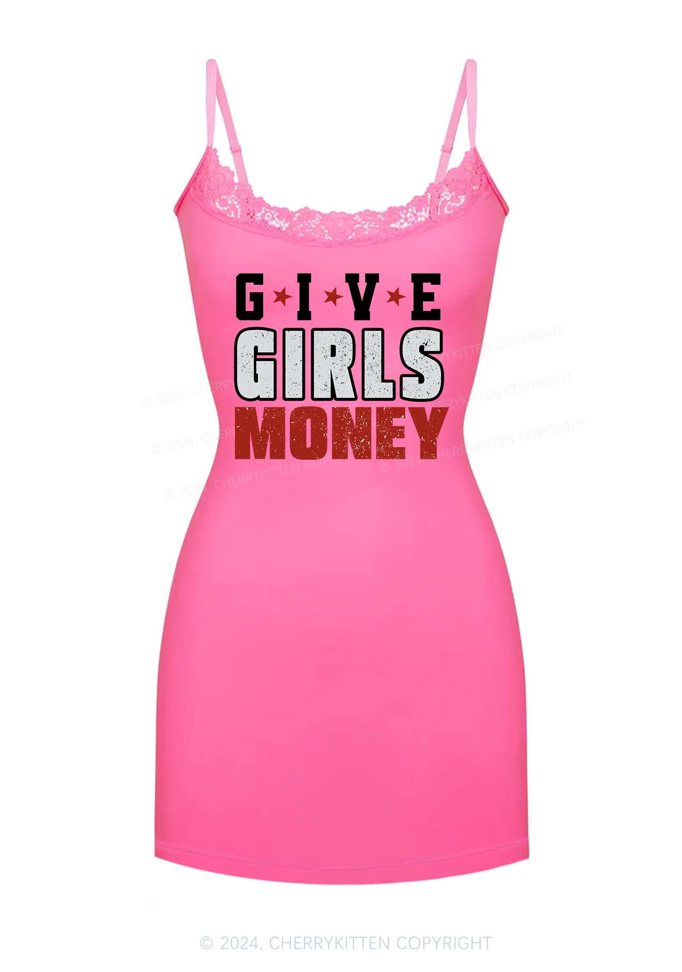 Give Girls Money Y2K Lace Slip Dress Cherrykitten